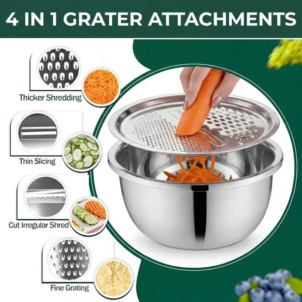 3-in-1 Batter Bowl Set | Built-In Grid and Drainage Feature | Compact and Nesting Design | MultiPrep
